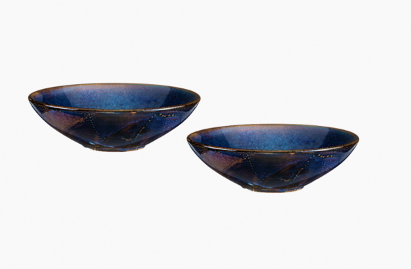 Набор из 2 глубоких тарелок DEEP BLUE голубой фарфор