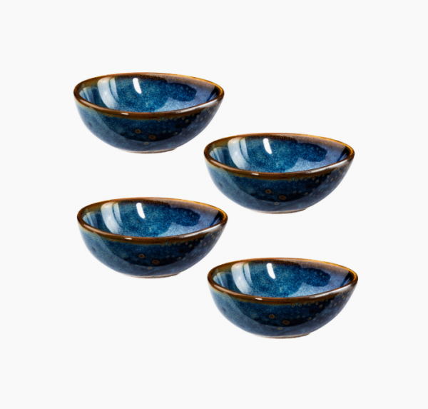 Набор из 4 плошек DEEP BLUE голубой фарфор