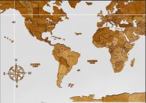 ДЕРЕВЯННАЯ КАРТА МИРА ДУБ 3D 70x150